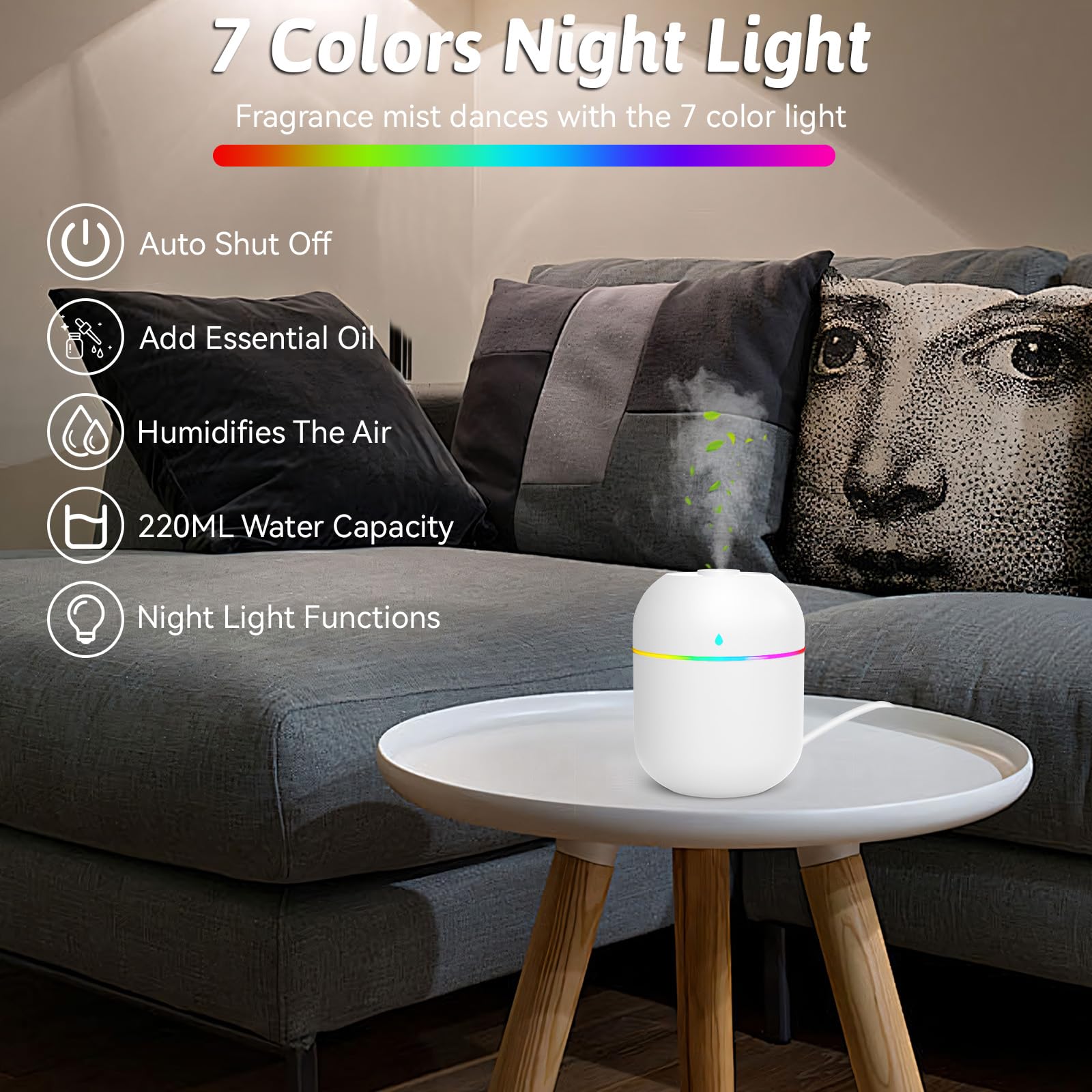 Ultra-quiet essential oil diffuser for home or office