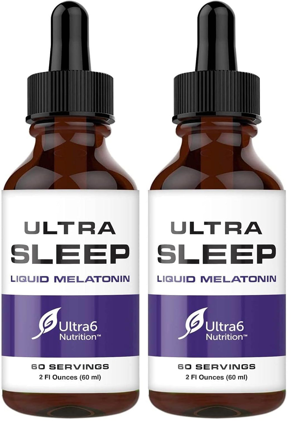 Bottle of Ultra6 Melatonin Drops with Valerian Root – Pack of 2