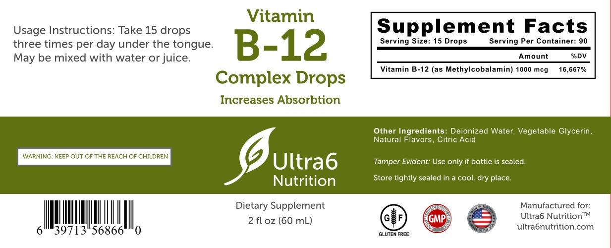 Unflavored B12 methylcobalamin drops for adults