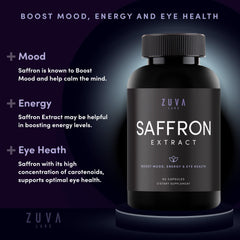 Close-up of saffron extract capsules