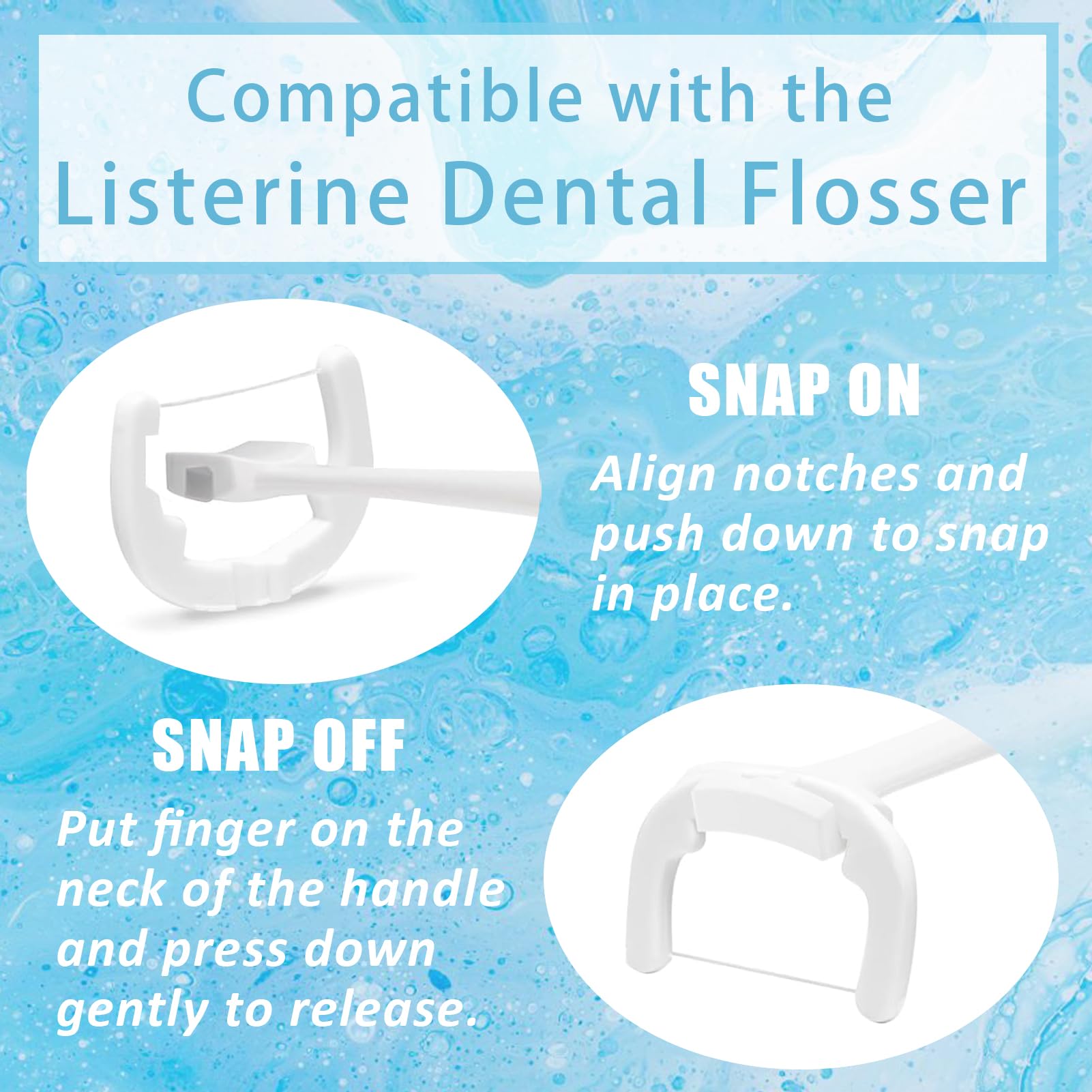 Snap-on compatibility with Listerine Ultraclean Access Flosser handle