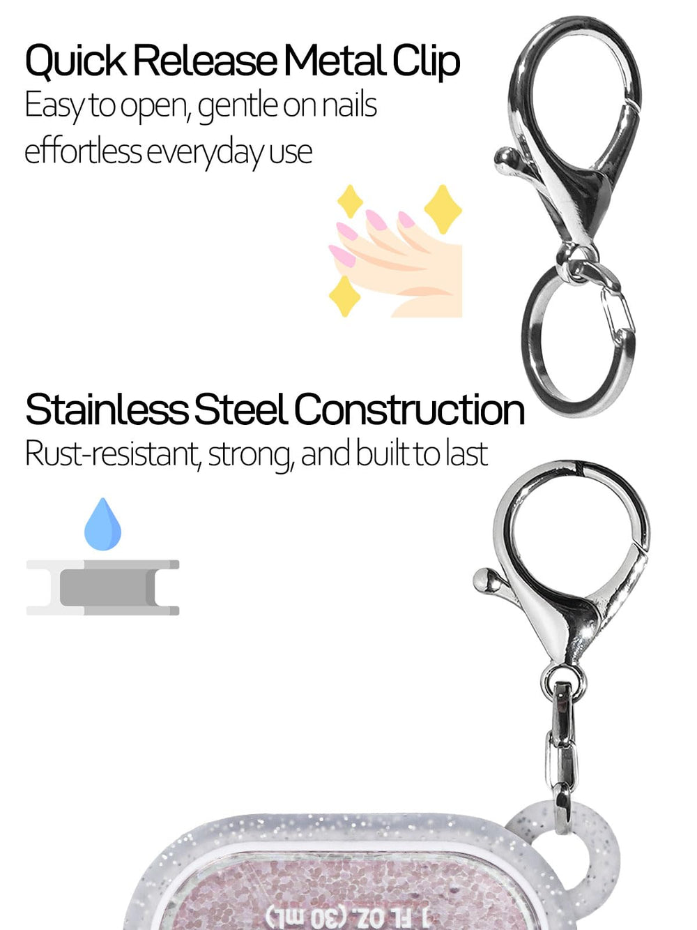 ULTRASKINX case with reinforced keychain hole keeps clips secure during travels.