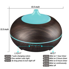 Ultrasonic diffuser with 7-color LED light and night glow
