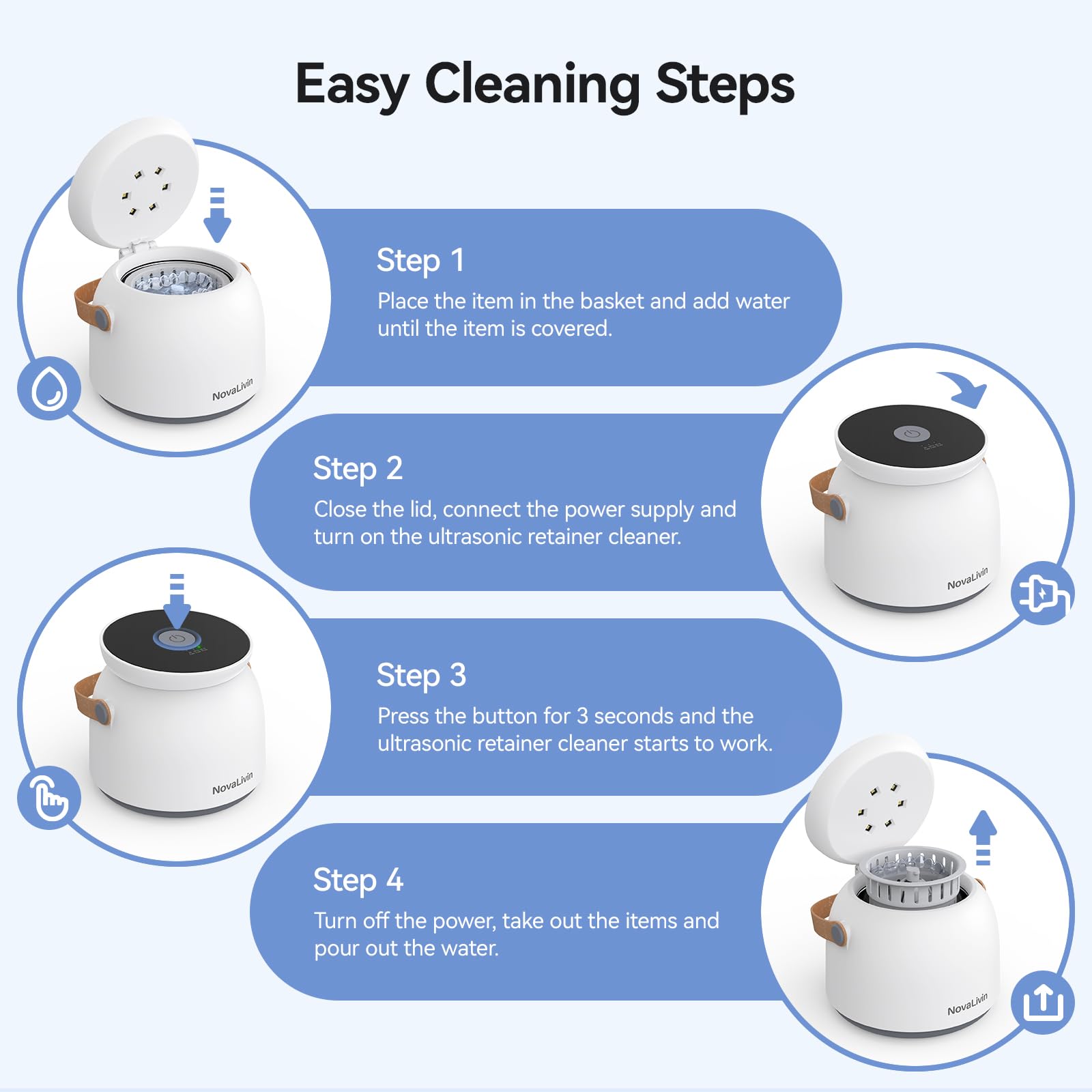 Usage steps: fill with water and start cleaning