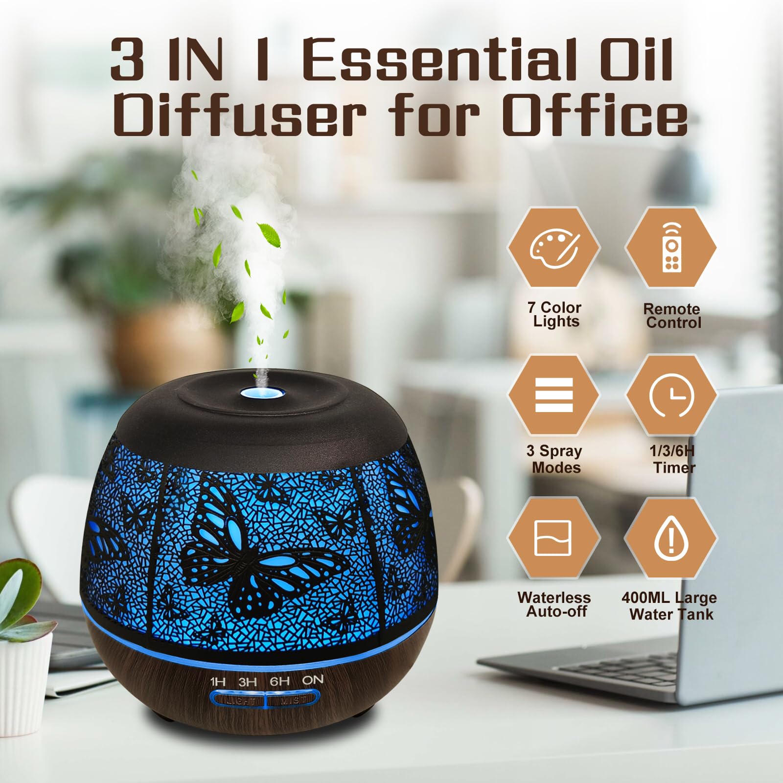 Ultrasonic diffuser for large room with auto-off feature