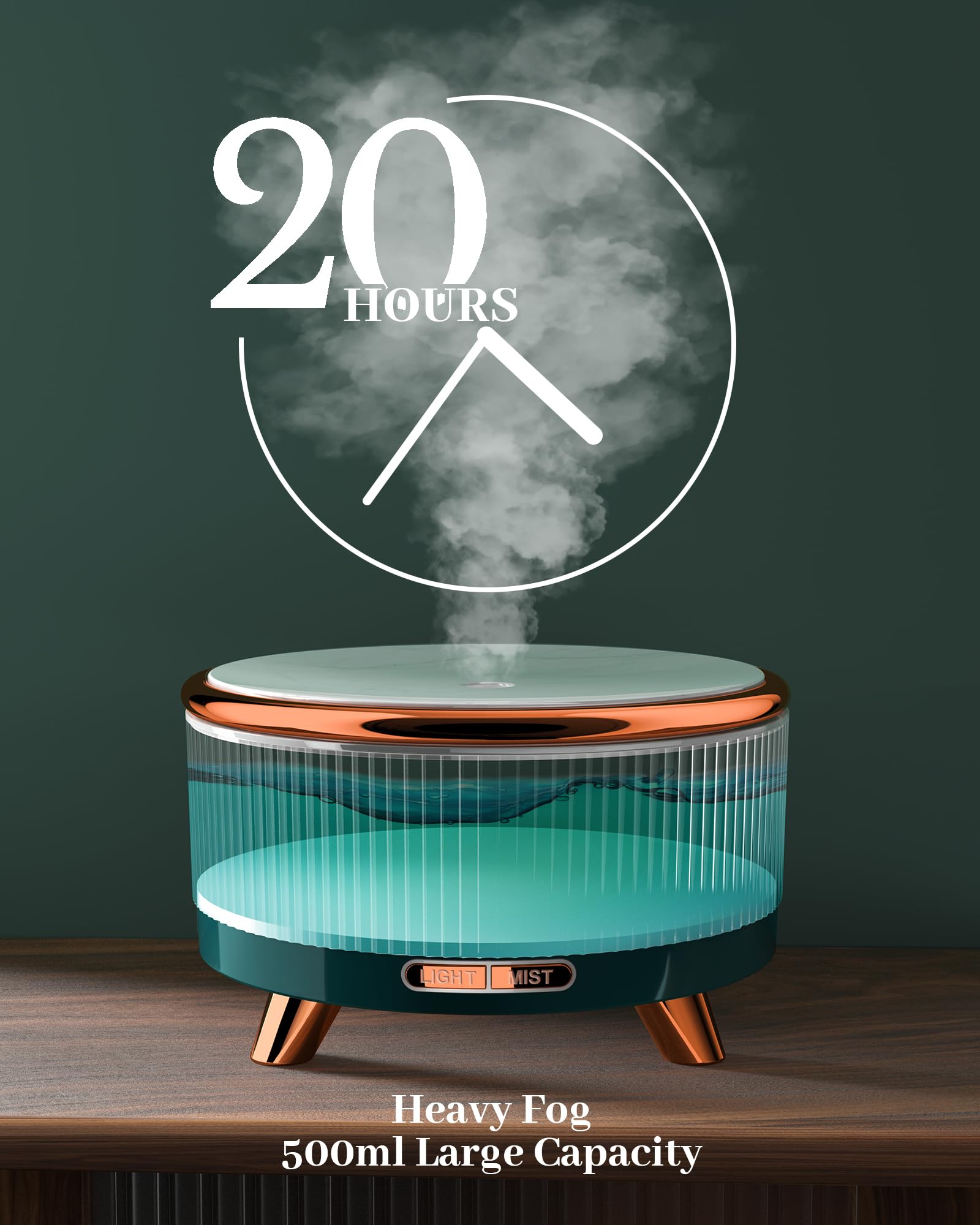 Ultrasonic diffuser for large room up to 480 ft² with low noise
