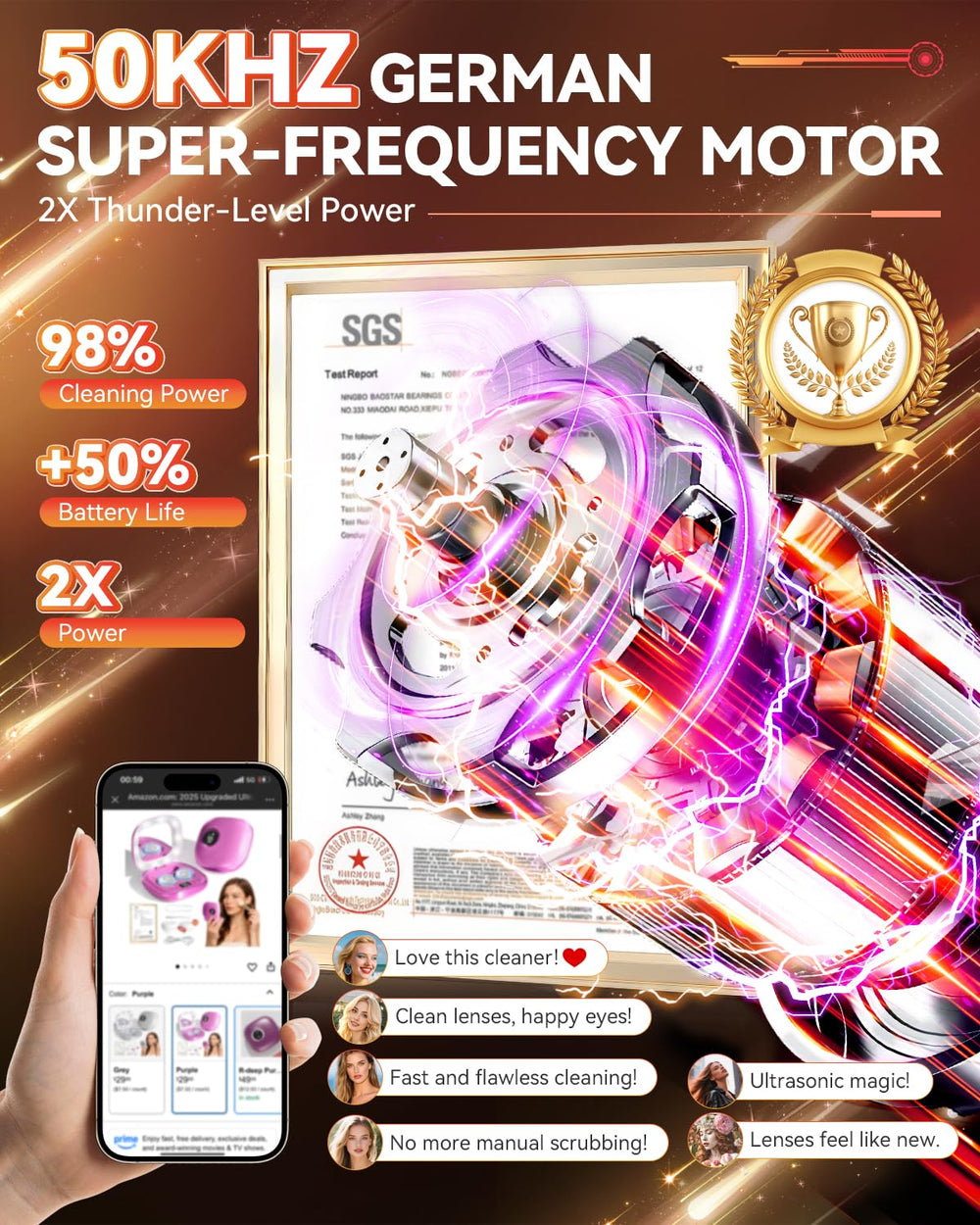 Display showing 3 smart modes for cleaning