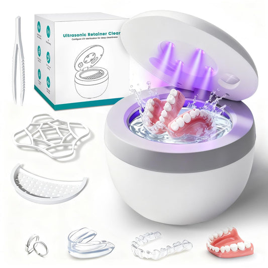 Front view of Upgraded Ultrasonic Retainer Cleaner in white
