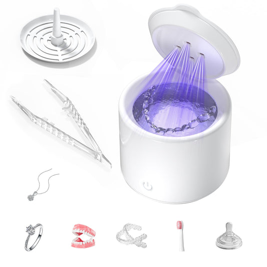 Ultrasonic Retainer Cleaner device, white compact design