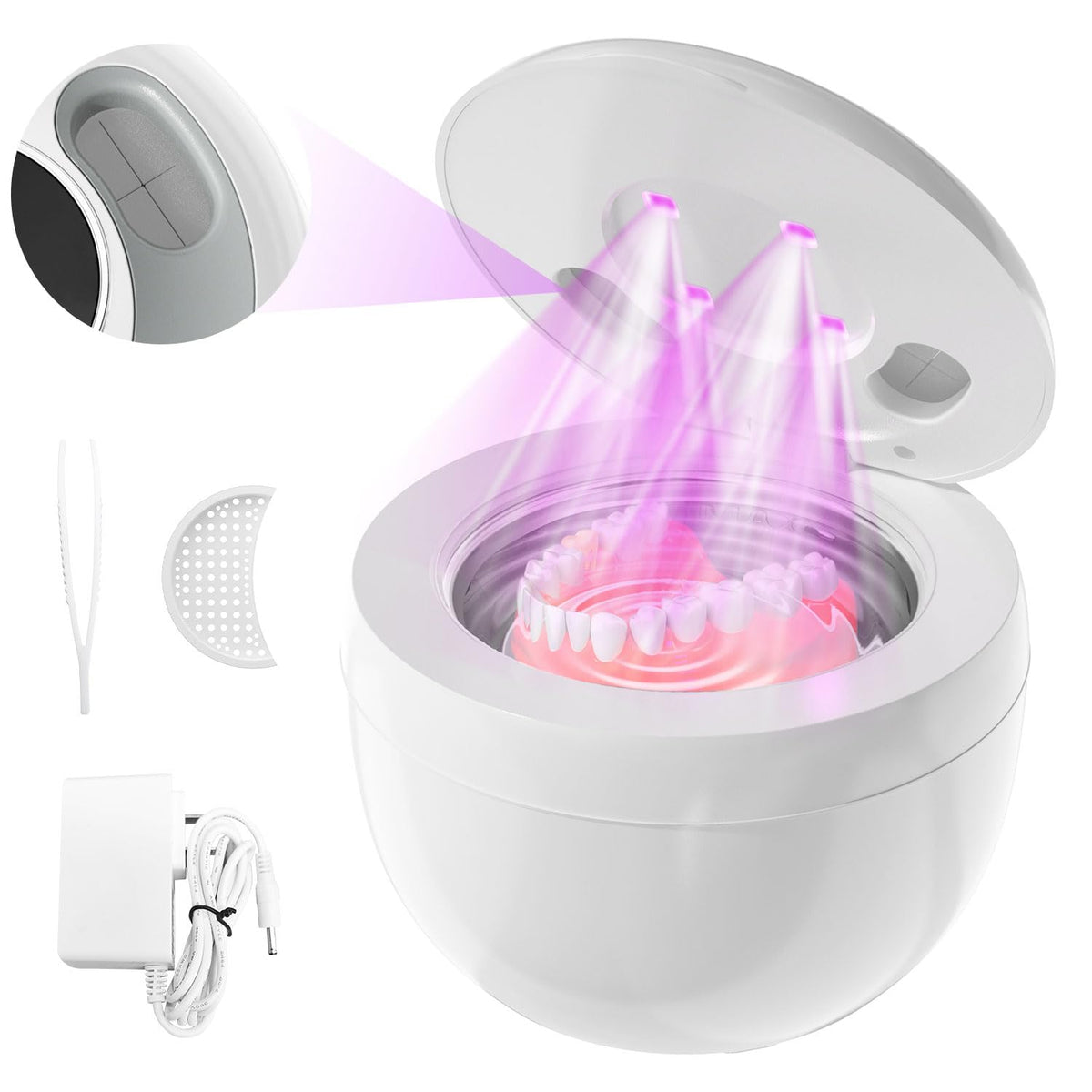 Ultrasonic retainer cleaner device with 200ml tank and display