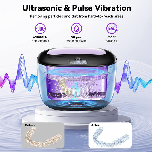 Cleaner modes showing 3-minute ultrasonic with UV and 5-minute pulsed ultrasonic with UV