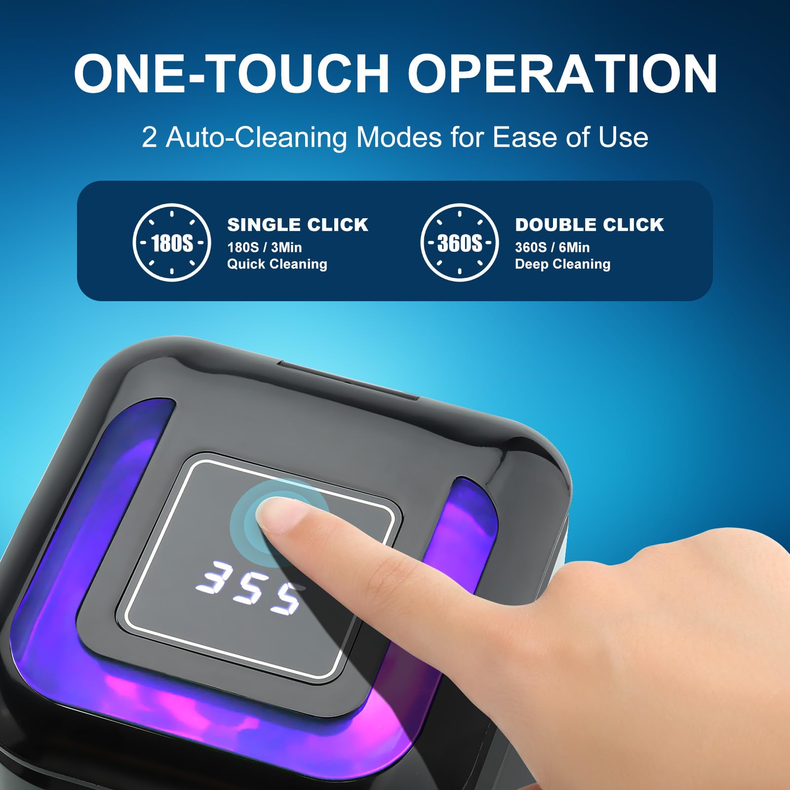 Dual cleaning modes and digital timer display on the device