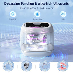 High-power 254nm UV lights and 48kHz ultrasonic cleaning in action