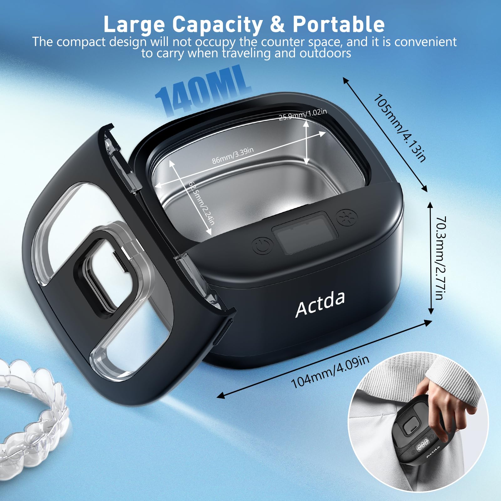 Portable wireless cleaner in travel bag for portability
