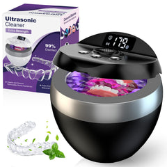 Front view of Ultrasonic Retainer Cleaner 200ml with power adapter and USB cable
