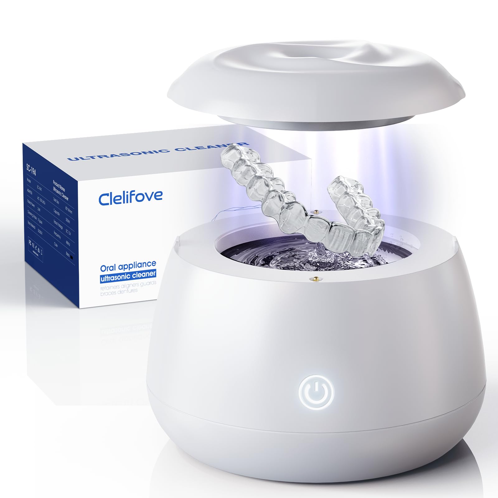 Ultrasonic retainer cleaner 48kHz white exterior