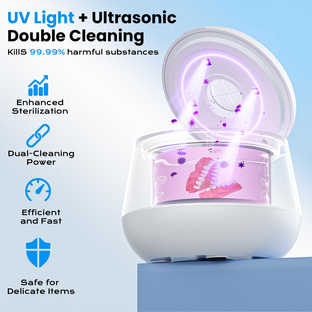 Cleaning dentures, retainers, braces in the ultrasonic bath