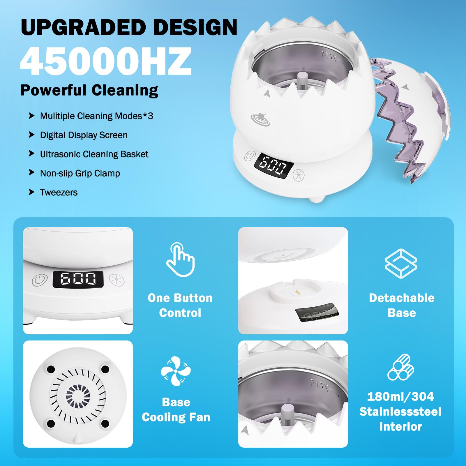 Dentures, aligners and retainers soaking in cleaning solution