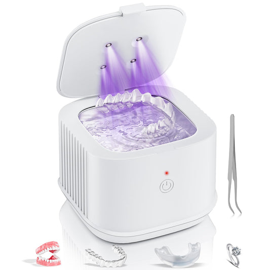 Front view of Ultrasonic Retainer Cleaner in white with 300mL capacity