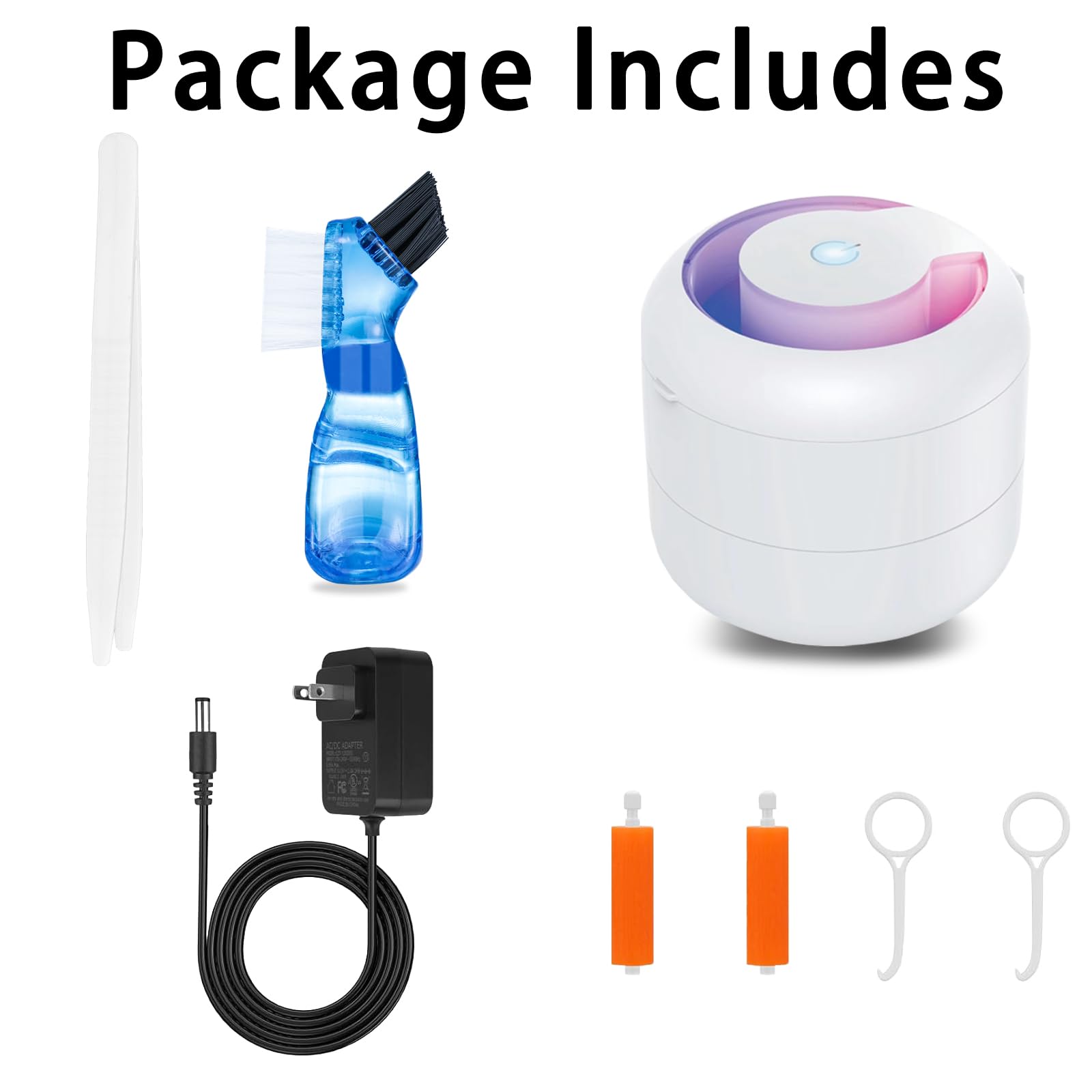 Eight-image montage showing features and usage of the cleaner