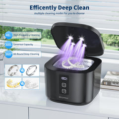 Side view of black Ultrasonic Retainer Cleaner Machine