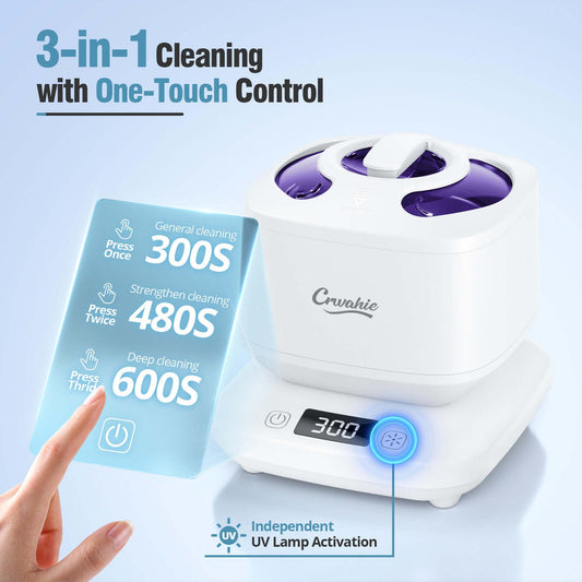 Top view of the white ultrasonic retainer cleaner
