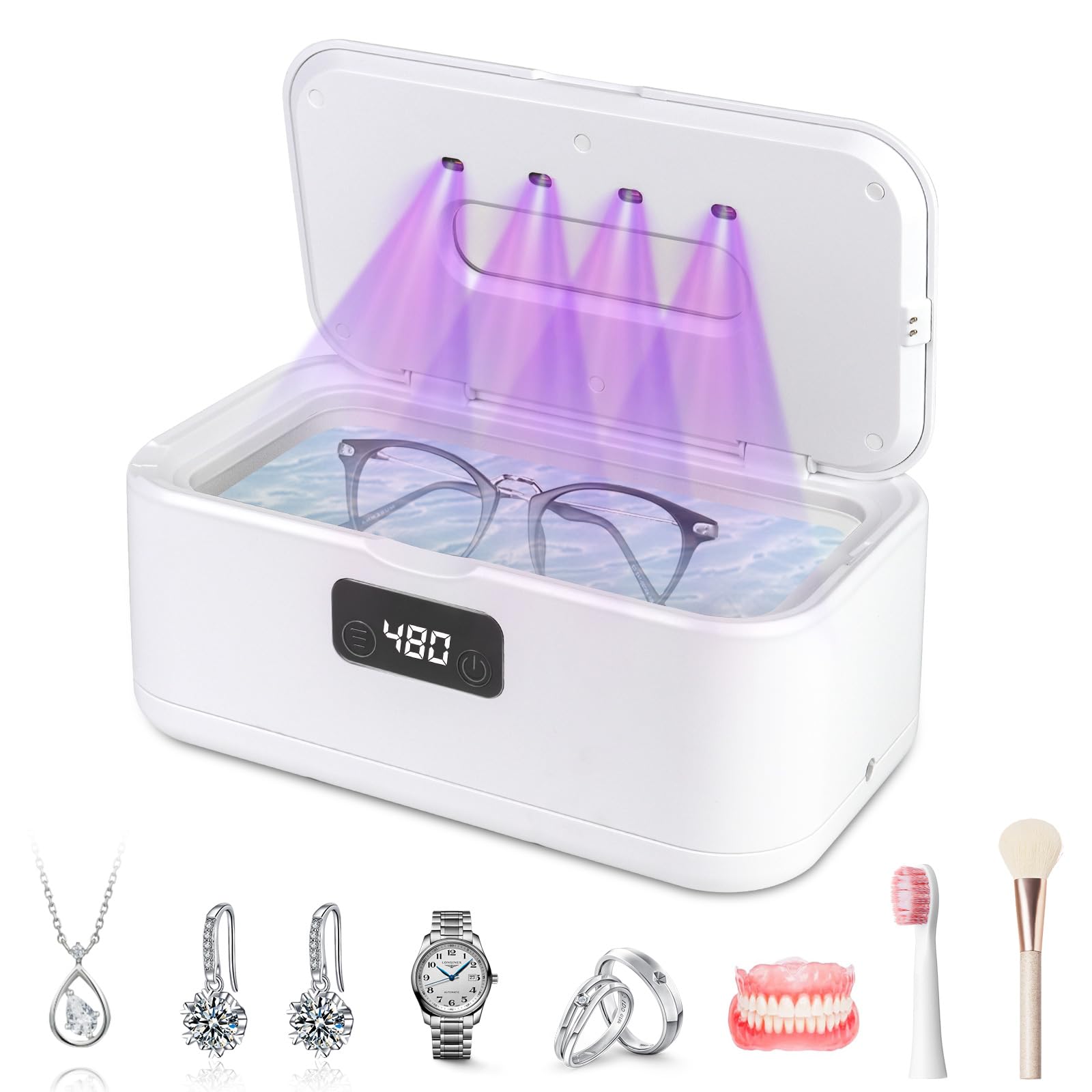 Front view of 49kHz ultrasonic jewelry cleaner