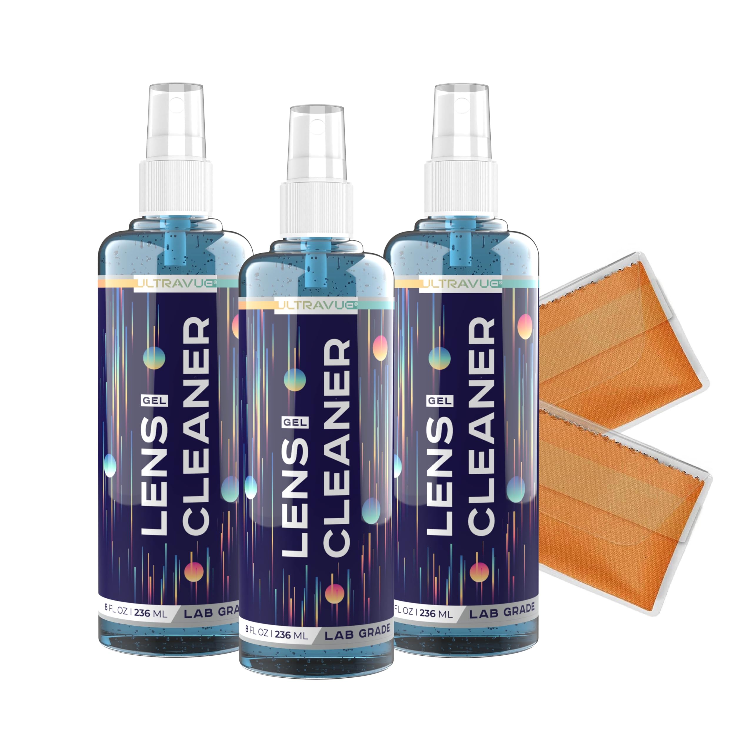 ULTRAVUE gel lens cleaner bottle with spray