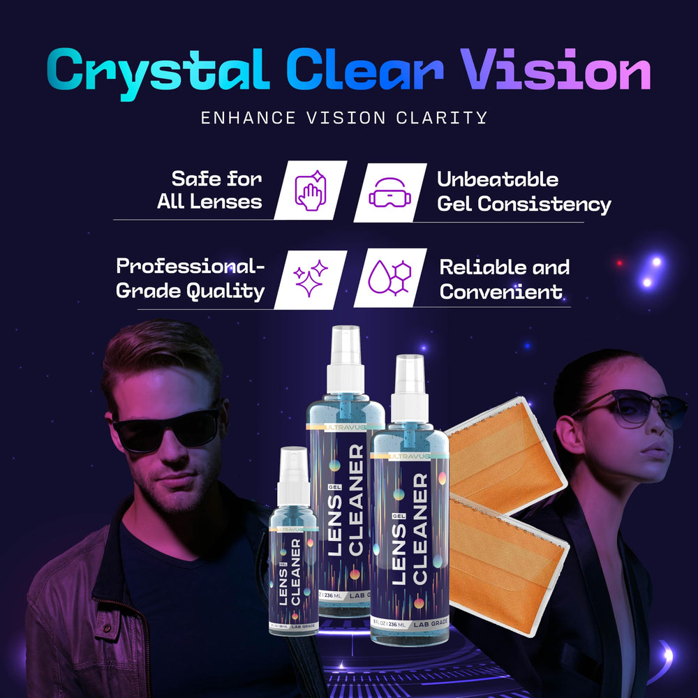 Left and right ULTRAVUE gel lens cleaner bottles - 2x8oz