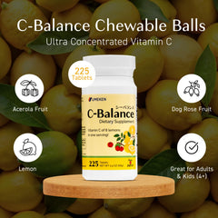 Nutrition facts panel for Umeken C-Balance 68g chewables