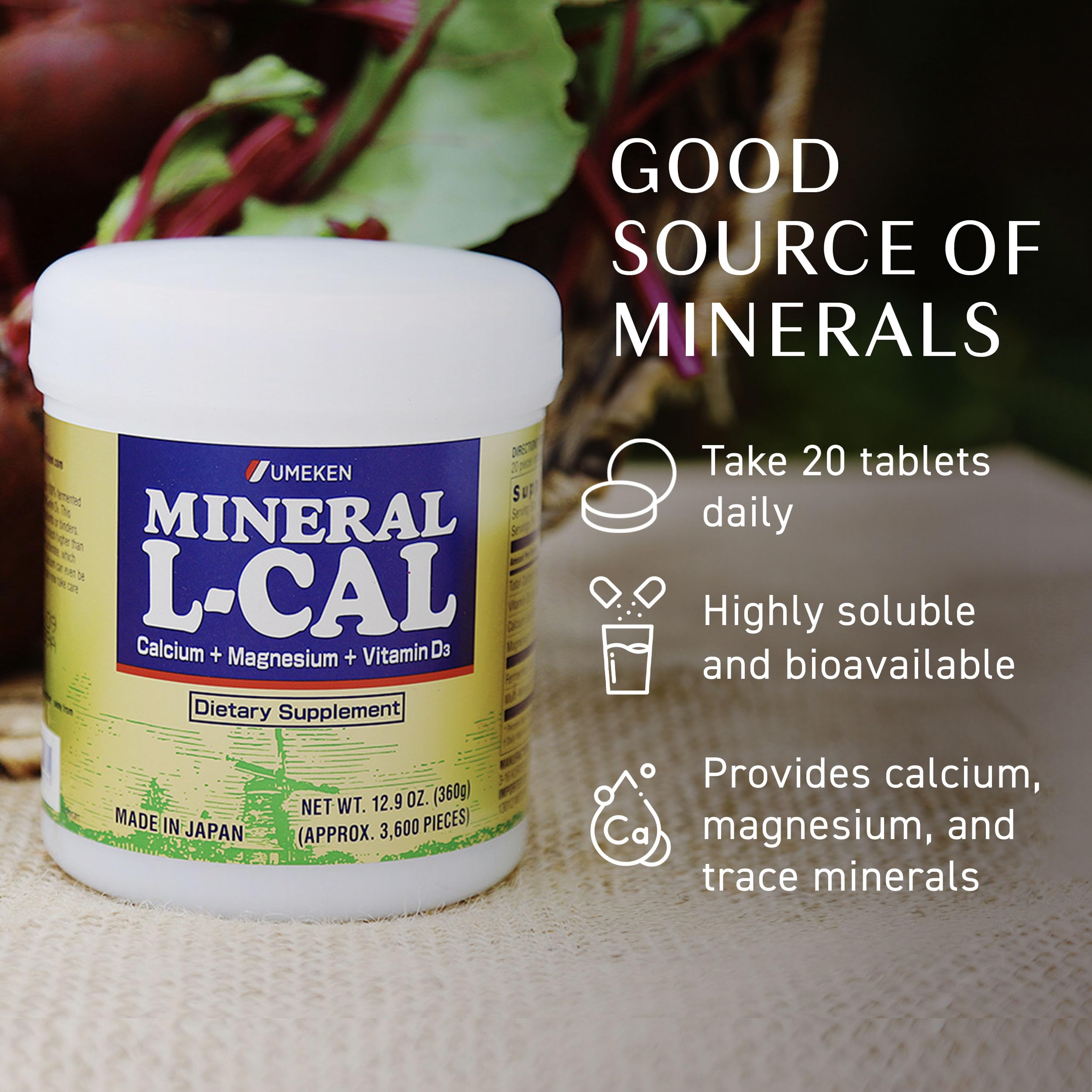 Front view of Umeken Mineral L-Calcium packaging