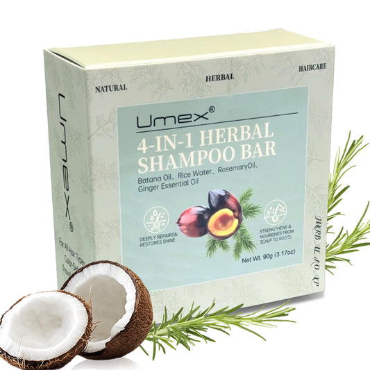 Umex Rosemary Shampoo Bar front view; travel-friendly solid format.