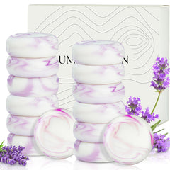 Umpeimvon lavender soap packaging shows compact, travel-ready bars for on-the-go cleansing.