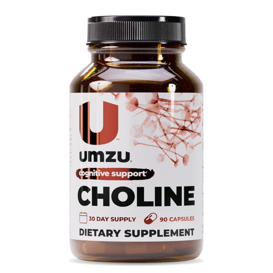 UMZU Choline supplement bottle with label (90 capsules) on white background