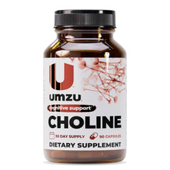 UMZU Choline supplement bottle with label (90 capsules) on white background