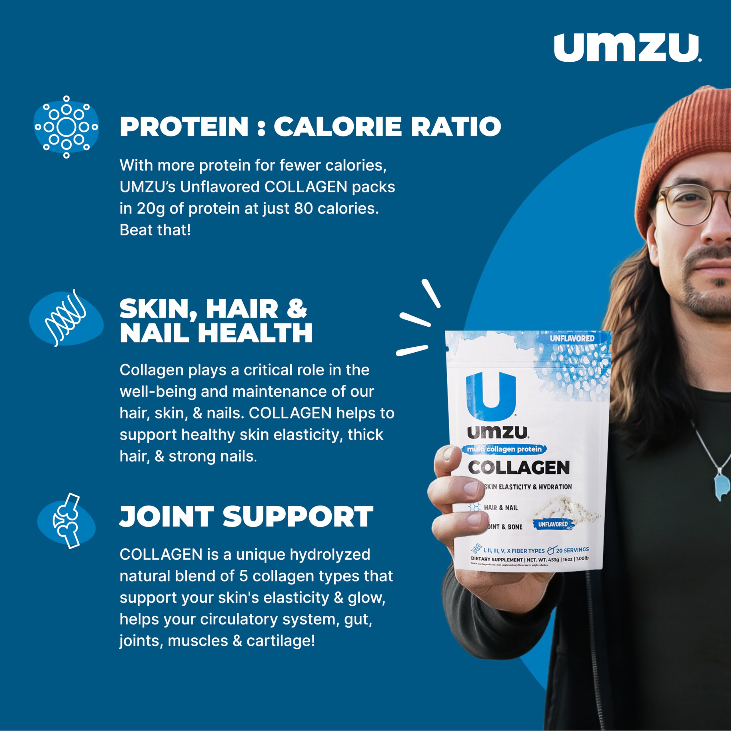 UMZU zuCollagen five-type collagen blend for joints and skin support