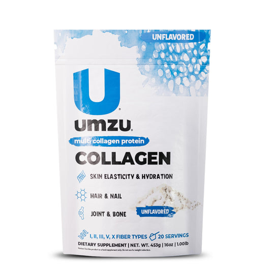 UMZU ZuCollagen Hydrolyzed Protein Powder canister with scoop