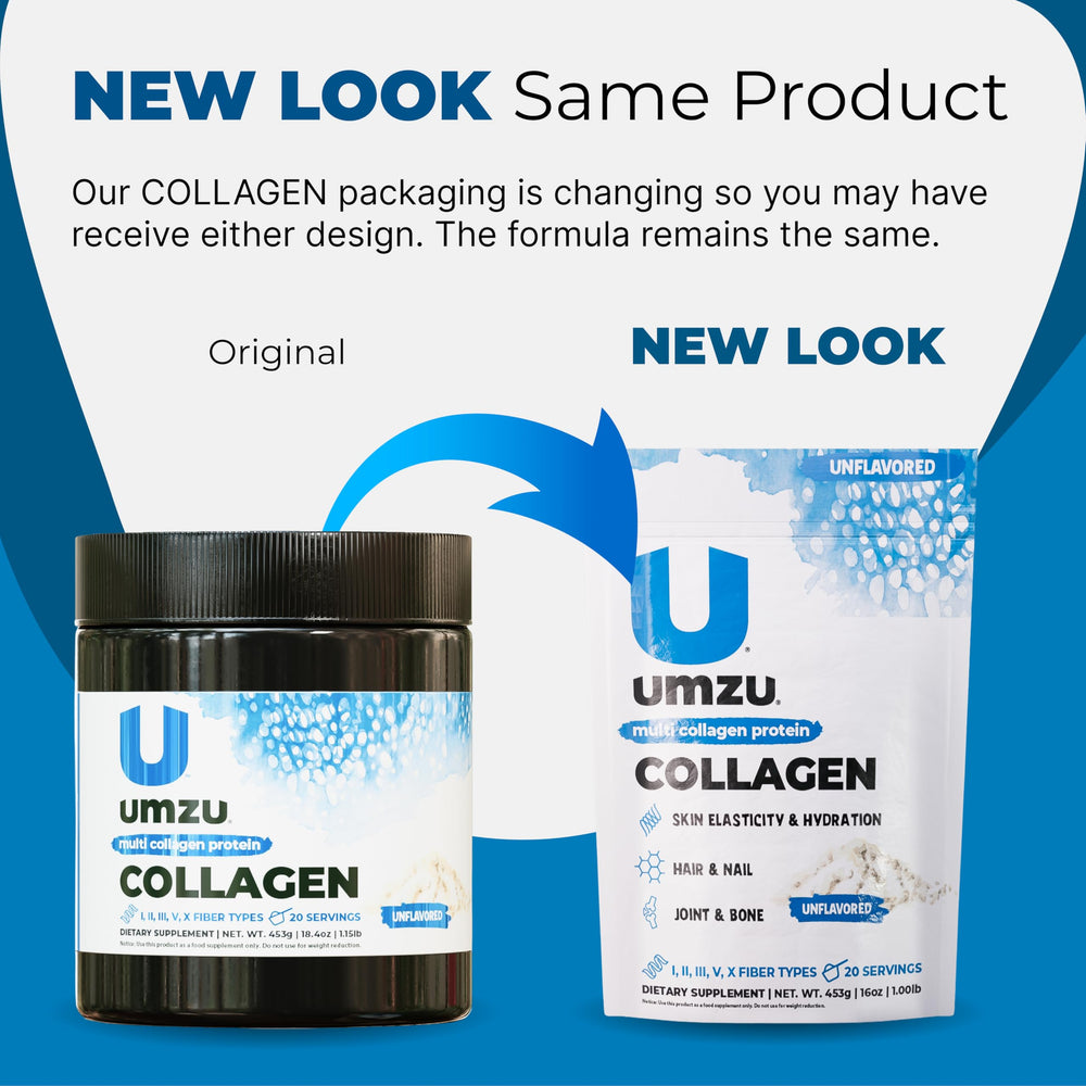 UMZU zuCollagen keto-friendly label emphasizing low calories and no sugar