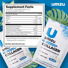 UMZU zuCollagen shake being poured into a glass for easy use