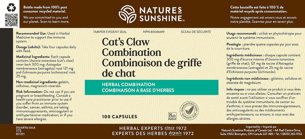 Close-up of Uña de Gato Cat's Claw ingredients used in Nature's Sunshine formula