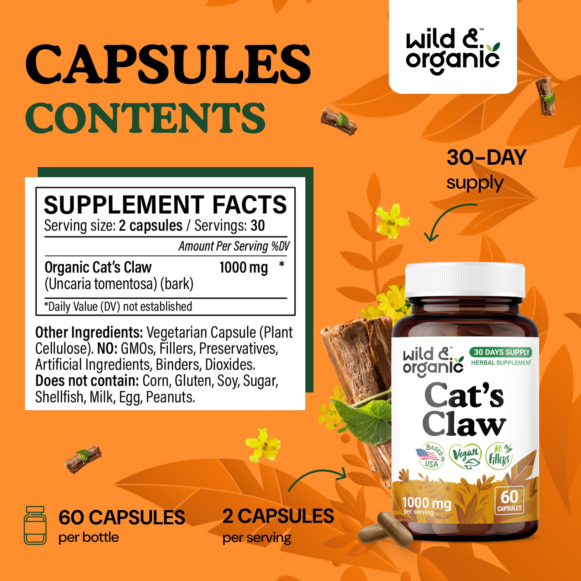 Uncaria tomentosa bark powder for Cat's Claw supplement