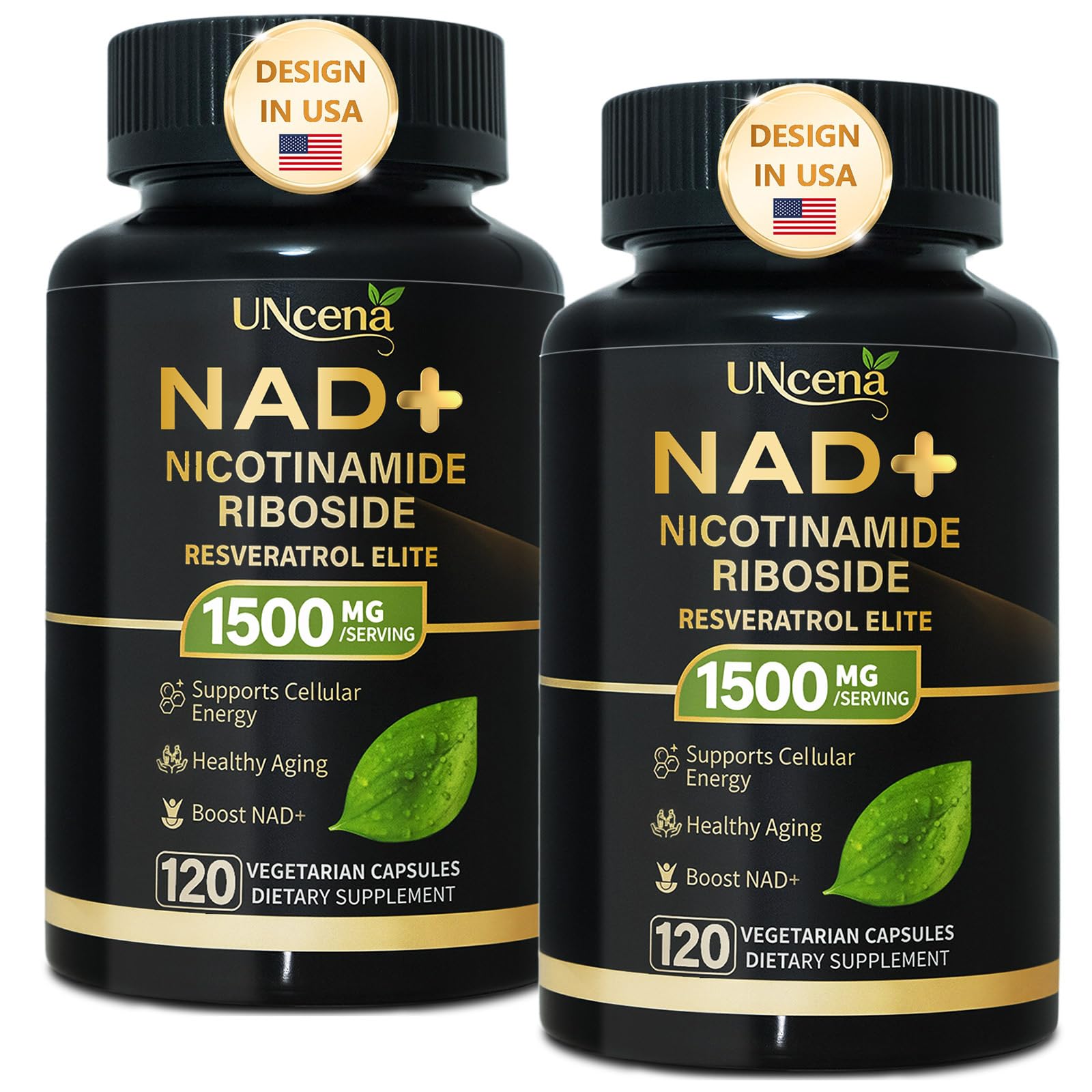 UNcena NAD supplement bottle front view signaling convenient daily energy support