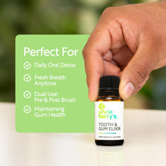 Close-up of essential oils used in Uncle Harry's mouthwash