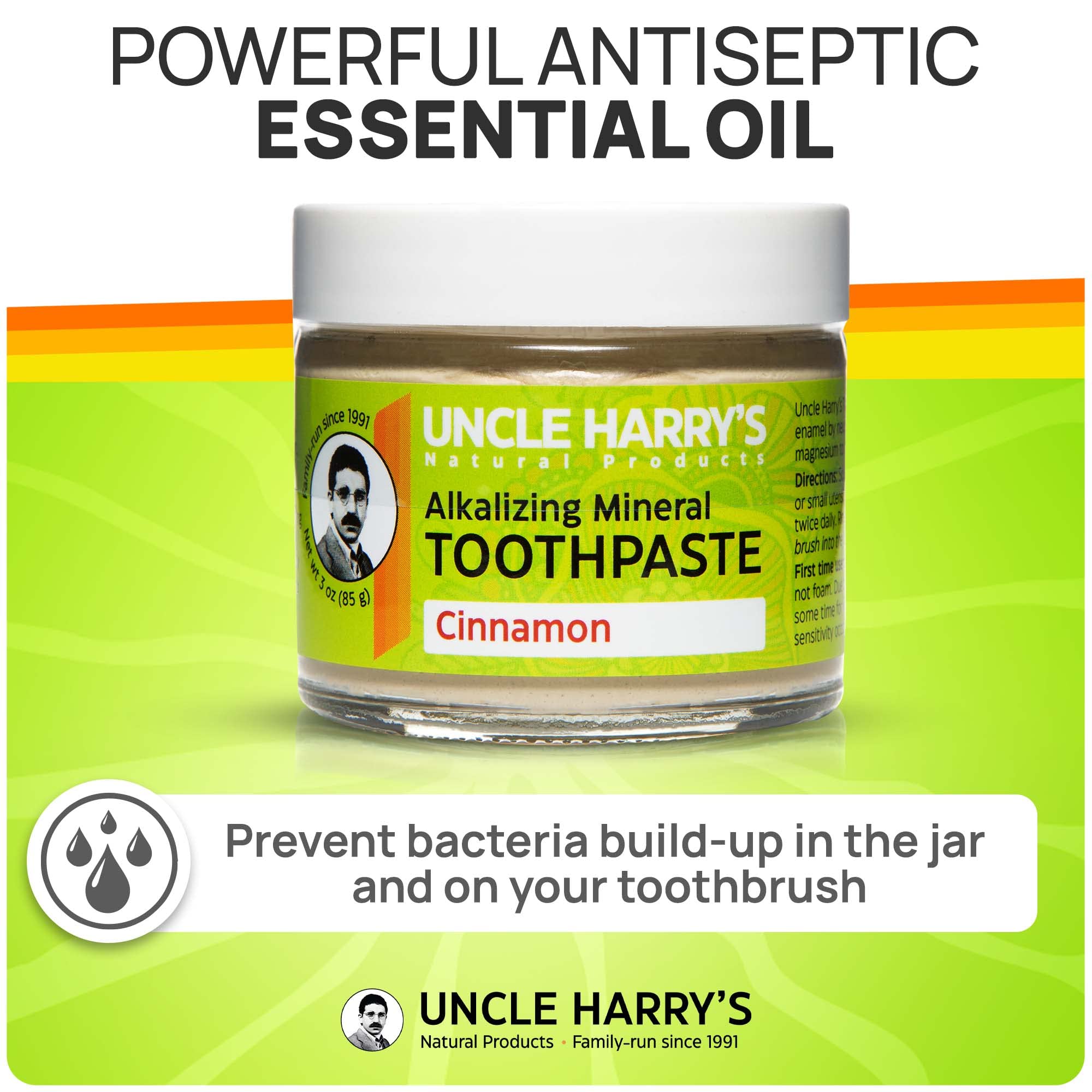 Four-pack of Uncle Harry's Cinnamon Remineralizing Toothpaste jars