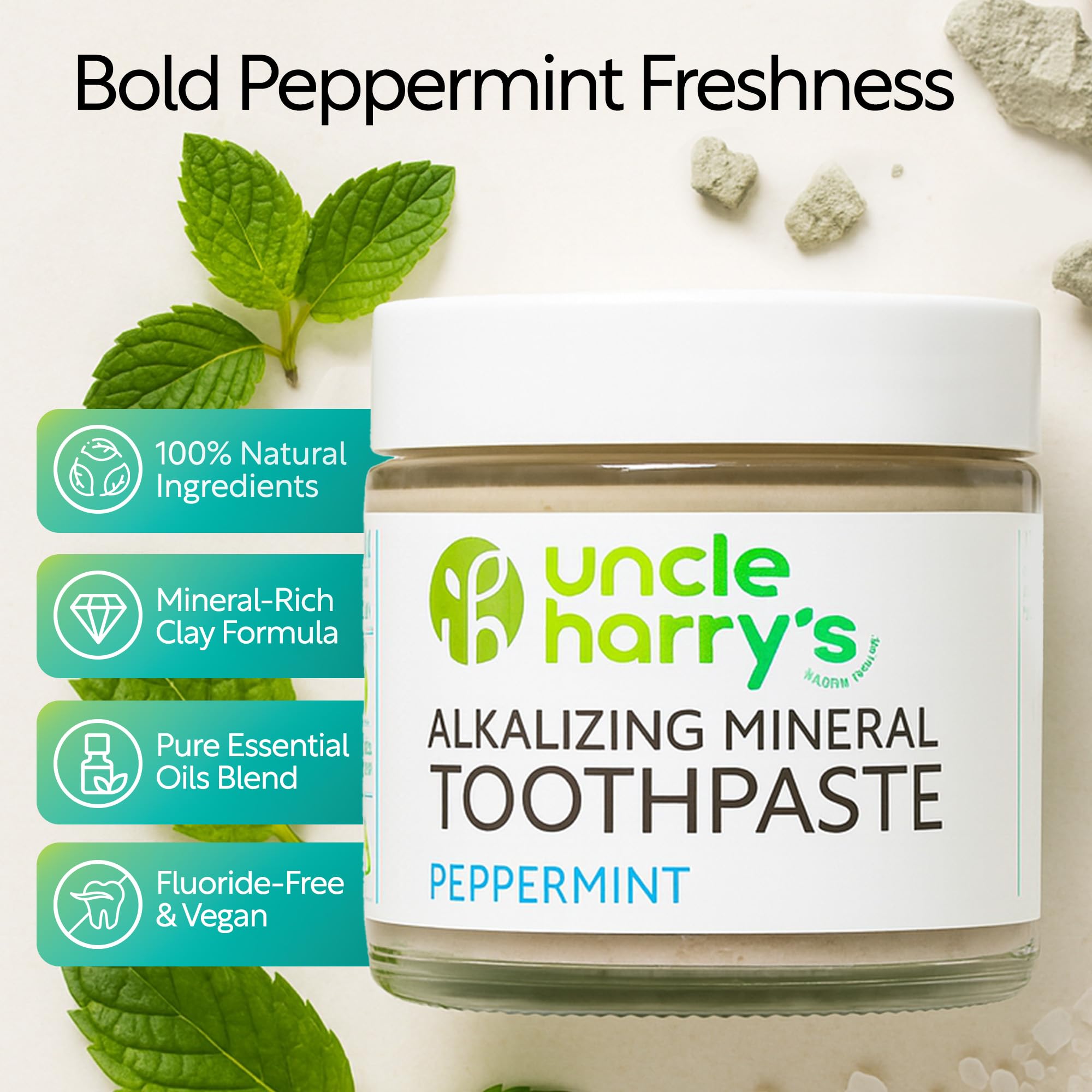 Uncle Harry's Peppermint Remineralizing Toothpaste 2-Pack side view