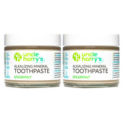 Two-pack Uncle Harry's Spearmint Remineralizing Toothpaste in glass jars