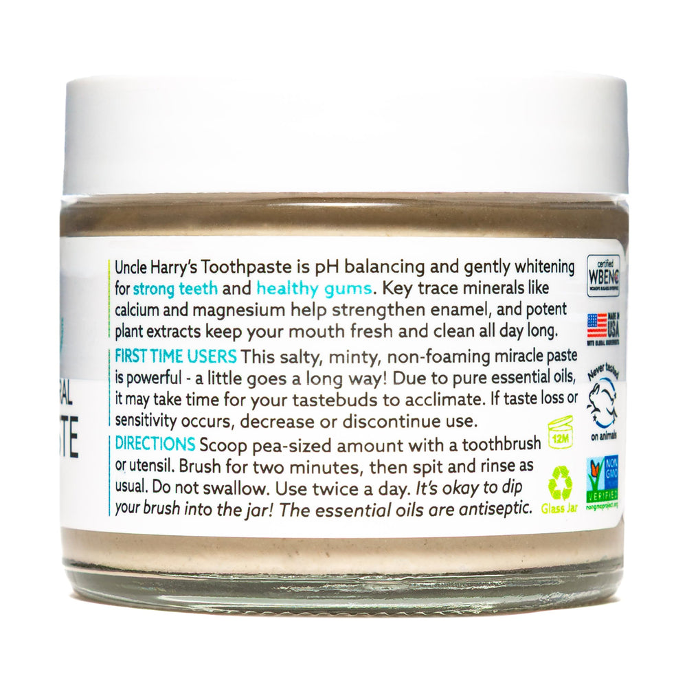 Close-up of spearmint remineralizing toothpaste texture