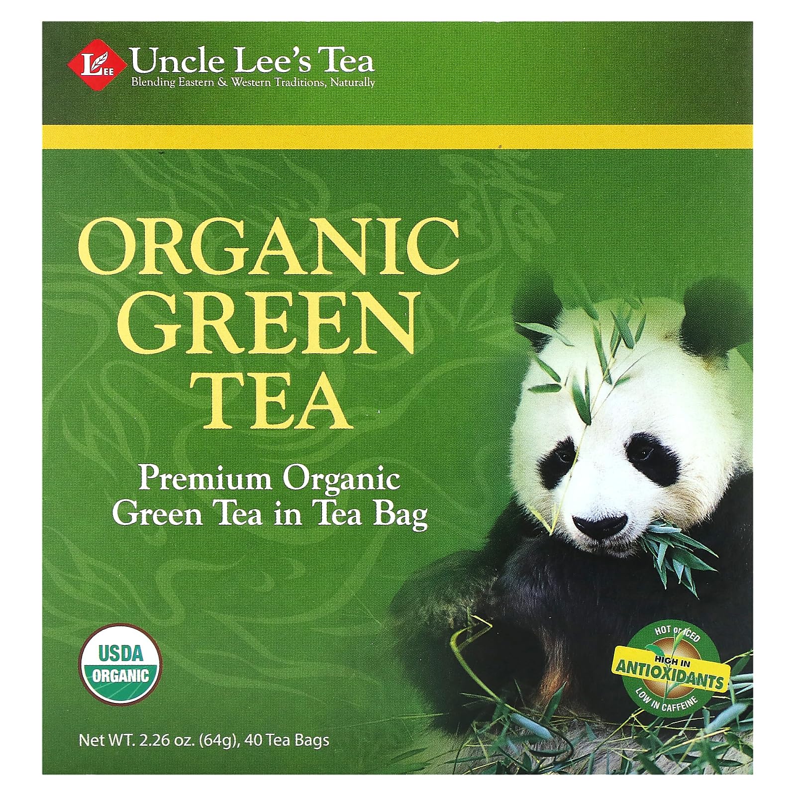 Uncle Lee's Organic Green Tea box front view