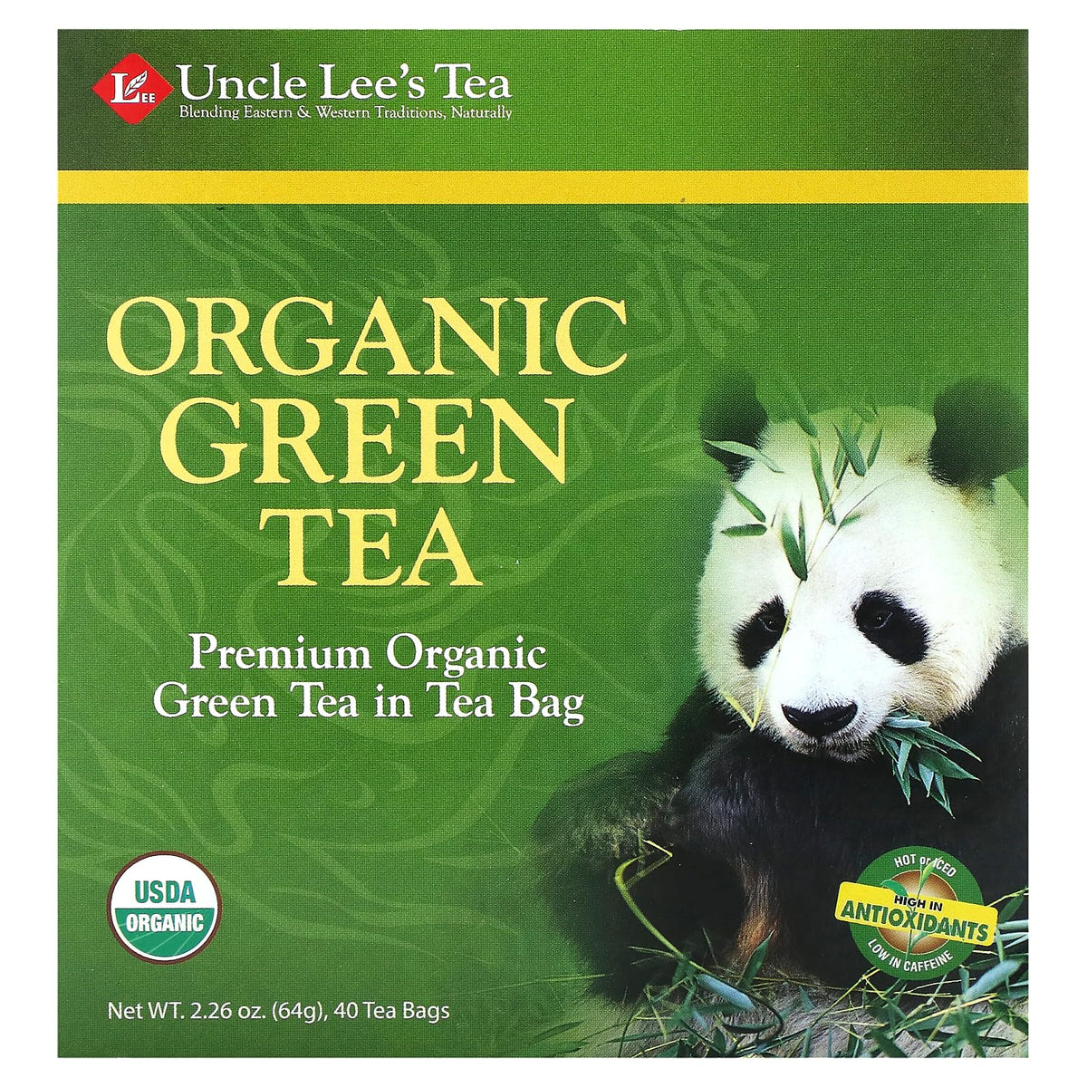 Uncle Lee's Organic Green Tea box front view
