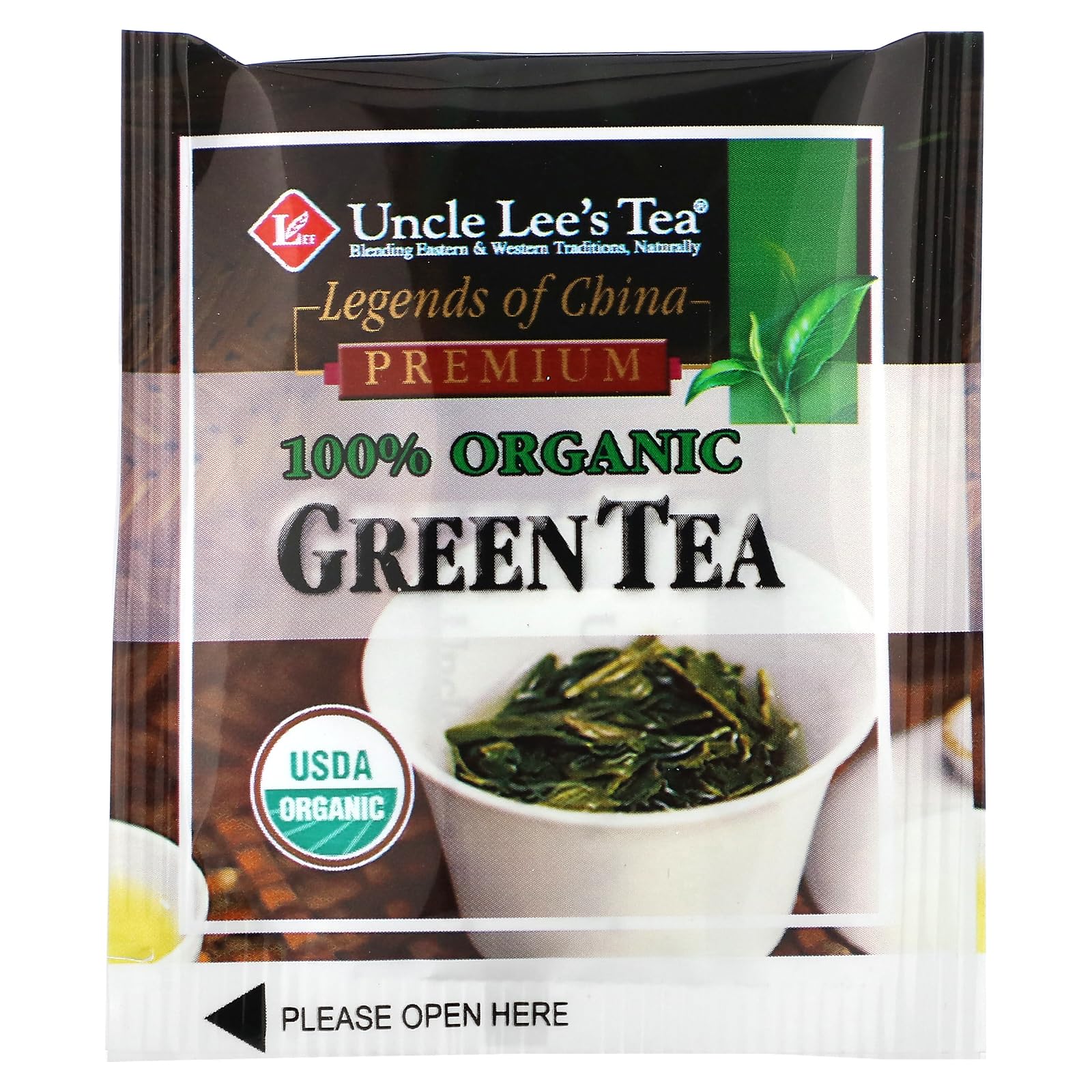 Hot cup of Uncle Lee's Organic Green Tea